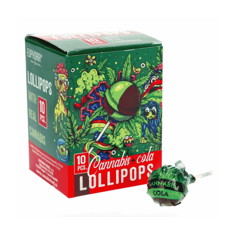 SUCETTE EUPHORIA CANNABIS LOLLIPOPS COLA - Bonbons CBD | Boutique CBD