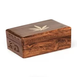 BOITE EN BOIS SCULPTEE LEAF